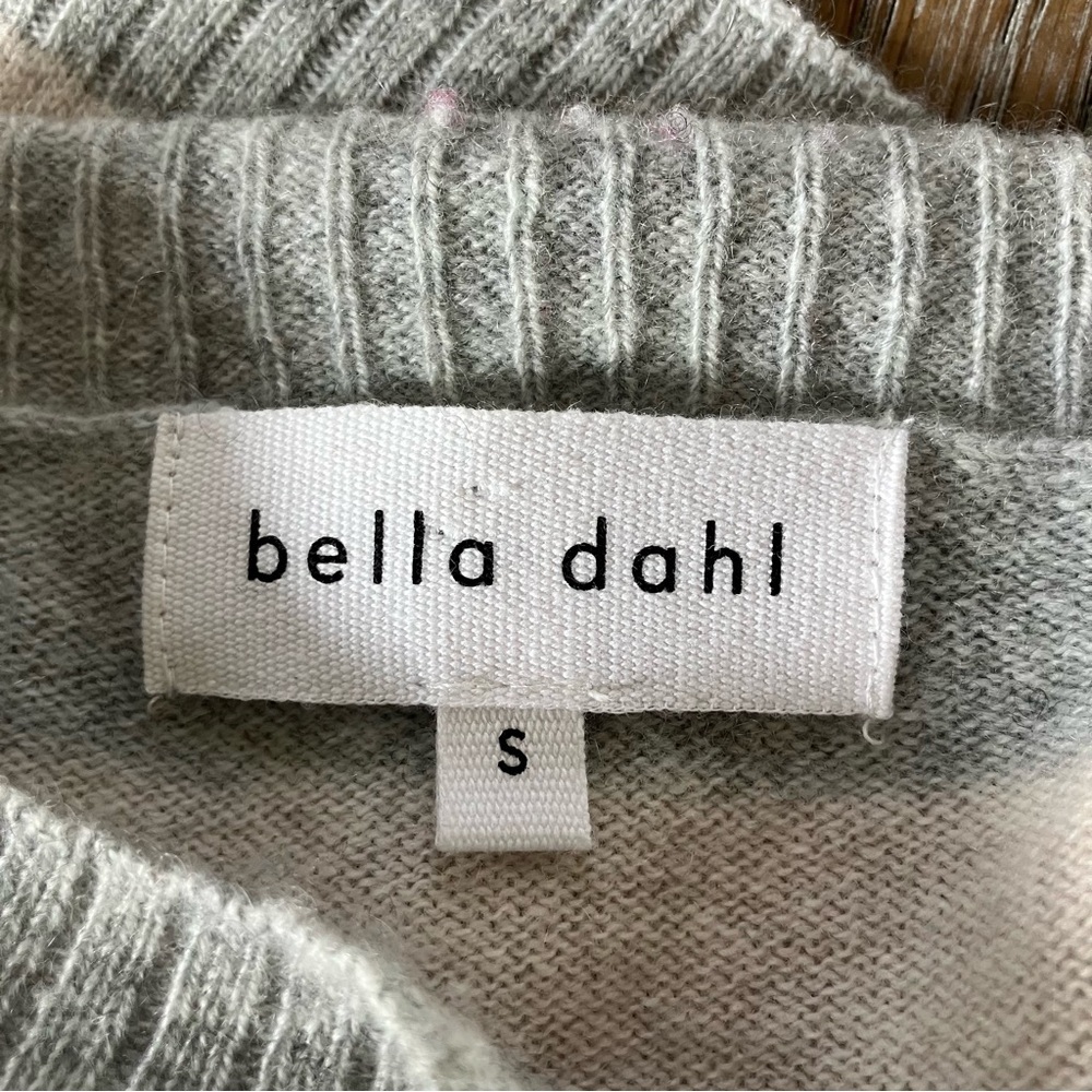 Bella Dahl 100% Cashmere Gray & White Striped Crewneck Sweater (S) - Picture 4 of 6